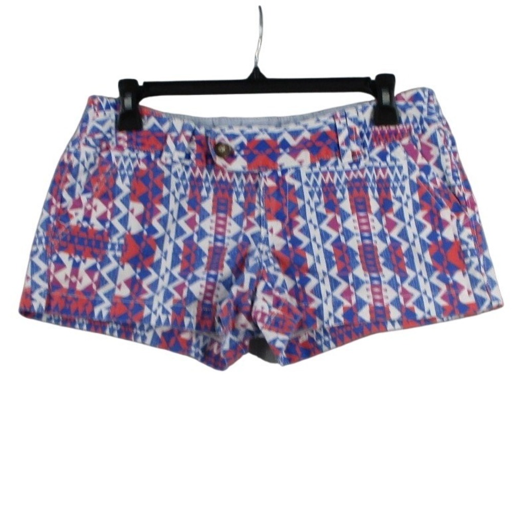 Red Camel Womens Size 5‎ Geometric Tribal Print Shorts Blue Red Southwest Casual
